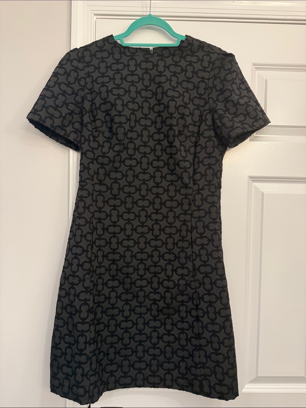 Ann Taylor Black Patterned Short-Sleeve Dress